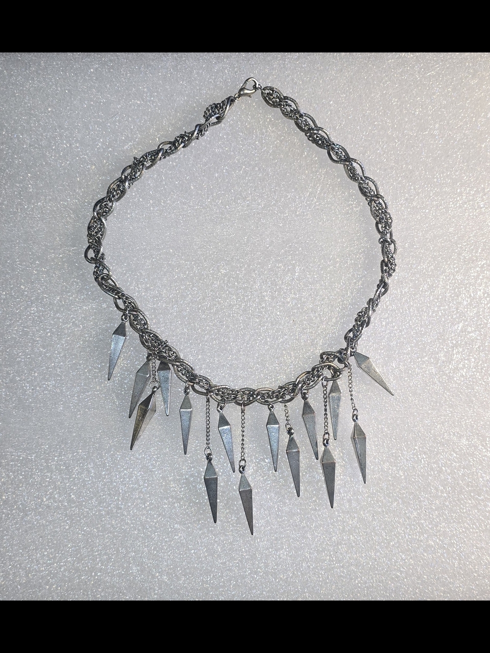 Silver Spike Charm Chain Necklace - Women Jewelry